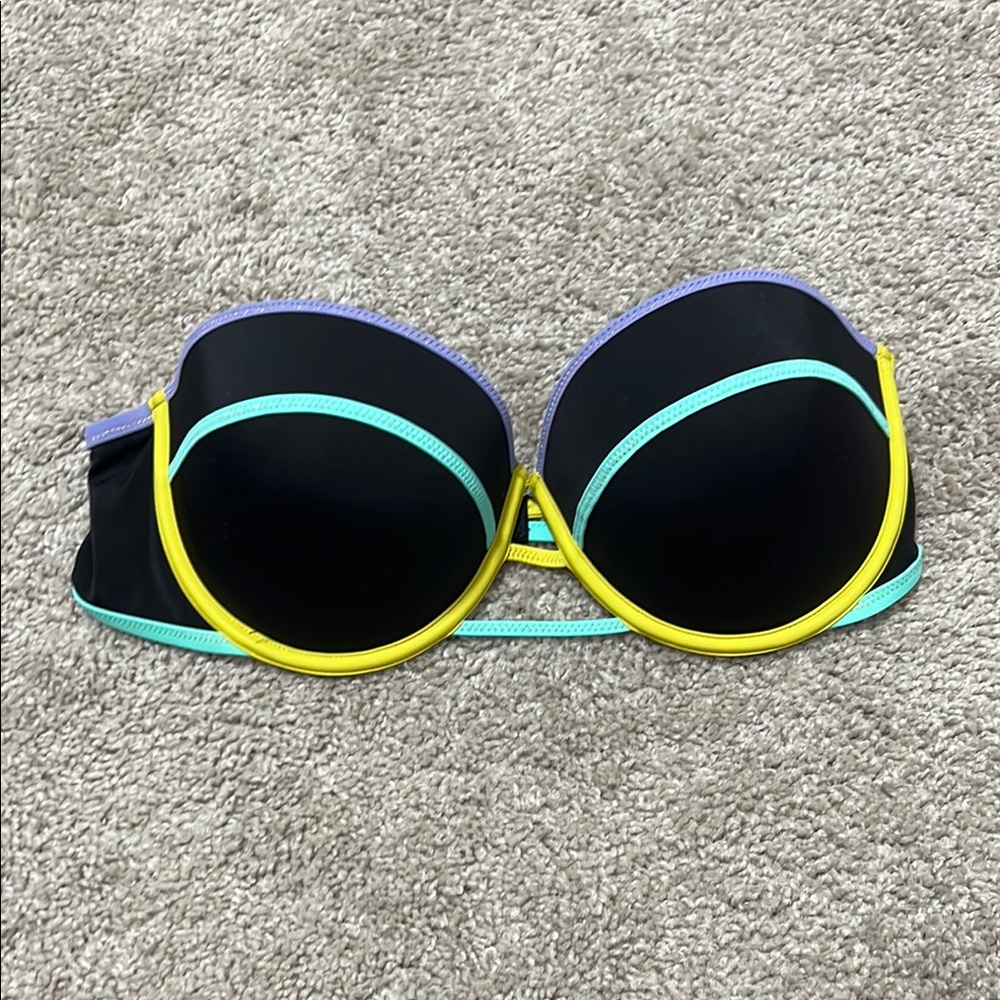 Victoria's Secret Black Bikini Top with Colorful Trim